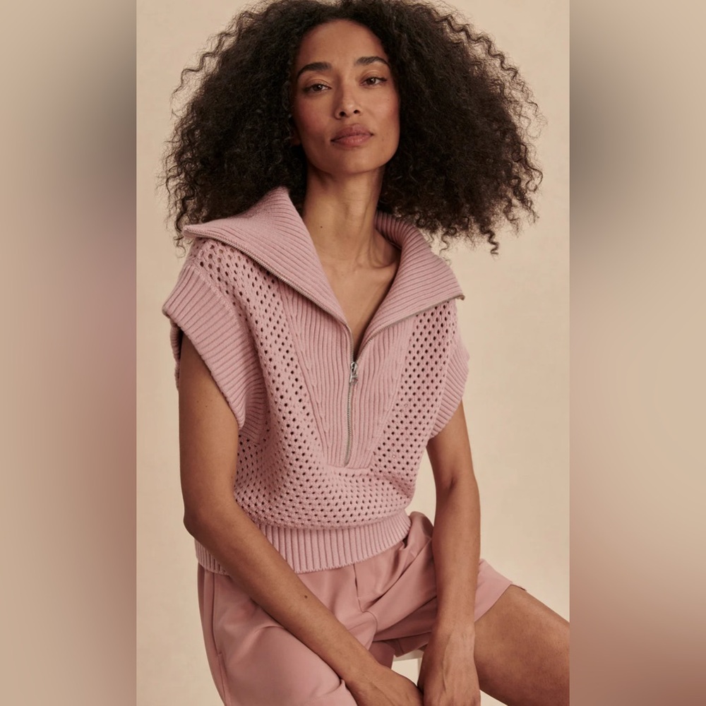 Varley Mila Half Zip Knit in Pale Mauve Size Small
